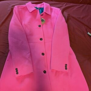 J Crew Lady Day Wool Blend Coat, Bright Pink.